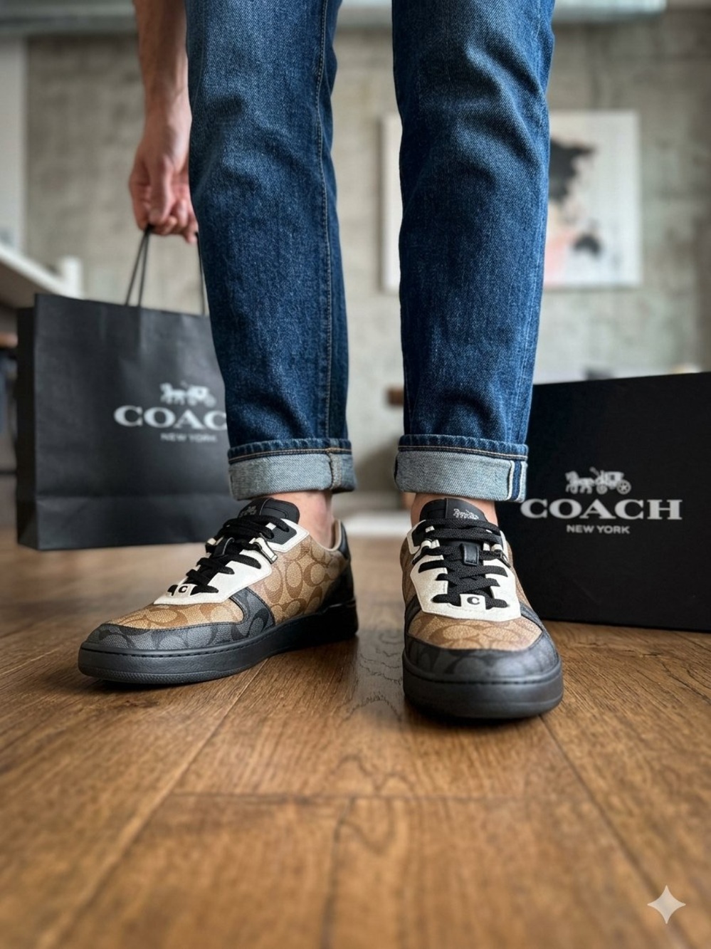 Citysole Court Coach Low-Top Sneakers Charcoal/Khaki/Off White